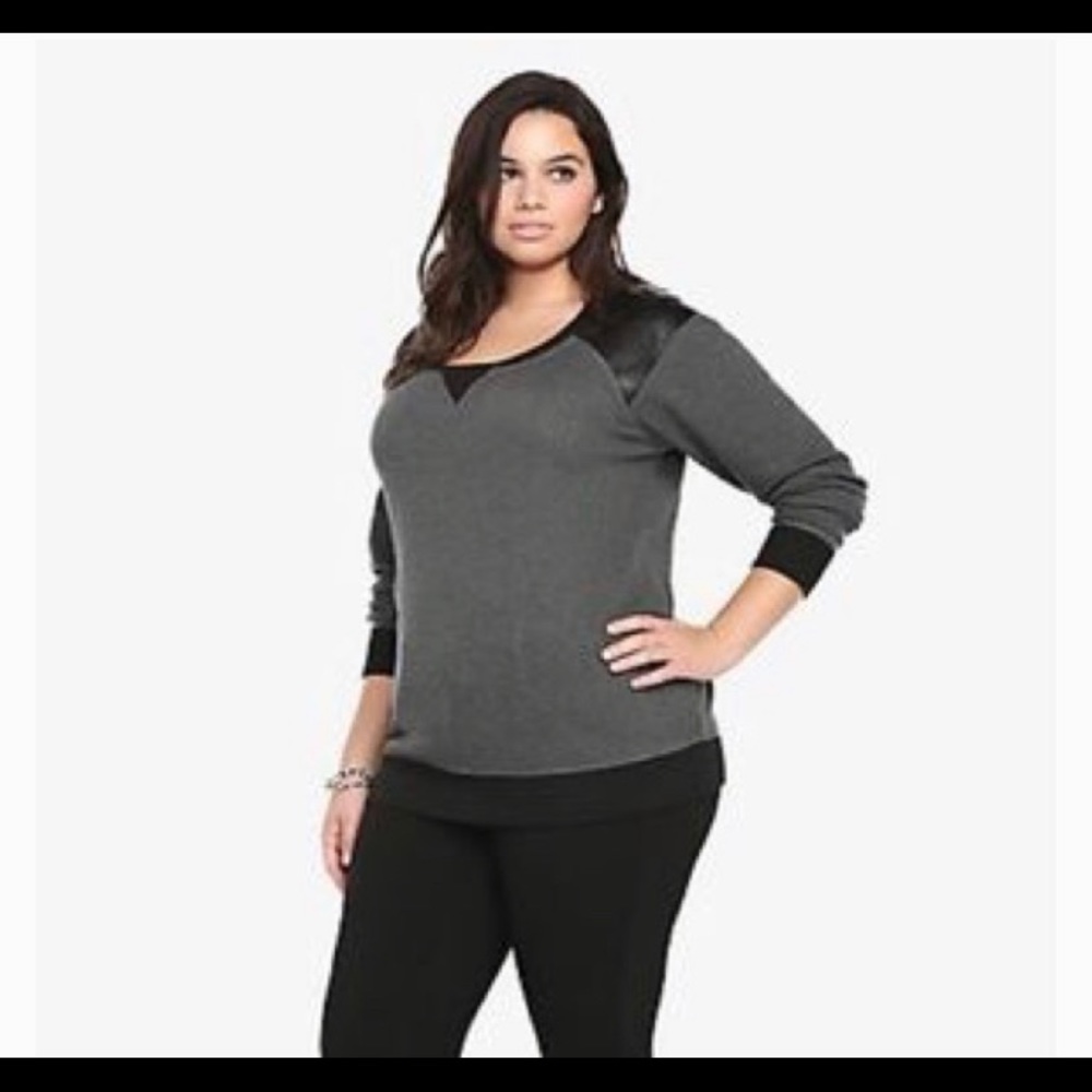 Torrid Leather shoulder sweatshirt